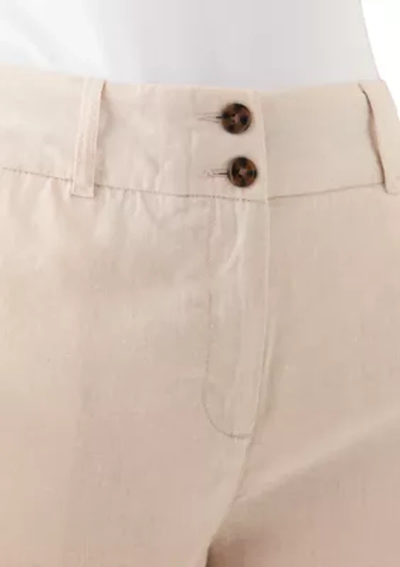 Women's High Waisted Linen Blend Shorts
