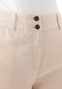 Women's High Waisted Linen Blend Shorts