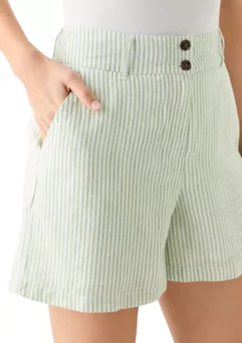 Women's High Waisted Linen Shorts