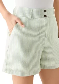 Women's High Waisted Linen Shorts