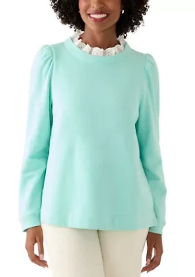 Women's Eyelet Trim Sweater