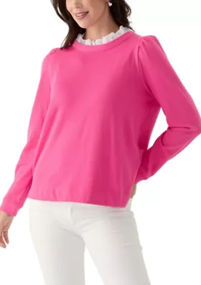 Women's Eyelet Trim Sweater