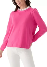 Women's Eyelet Trim Sweater