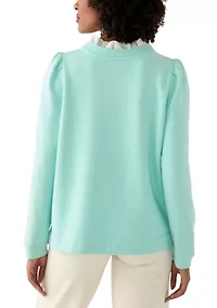 Women's Eyelet Trim Sweater