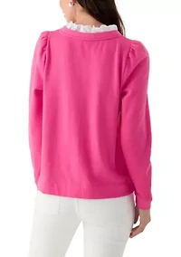 Women's Eyelet Trim Sweater