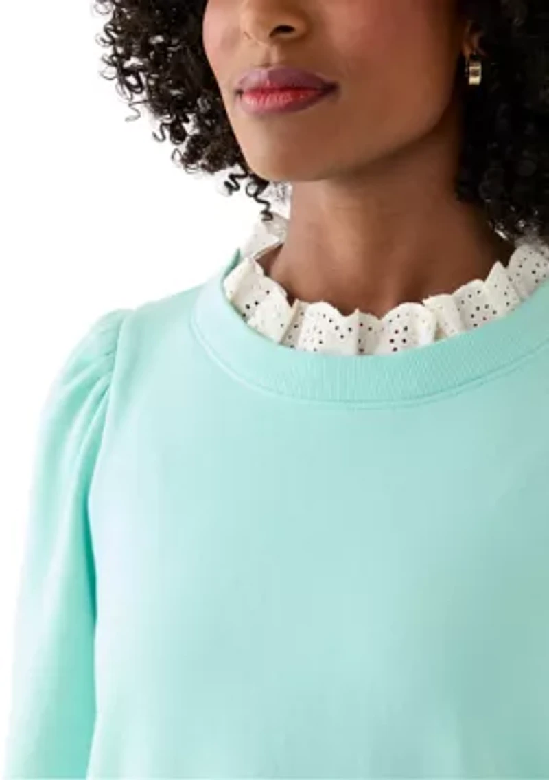 Women's Eyelet Trim Sweater