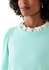 Women's Eyelet Trim Sweater