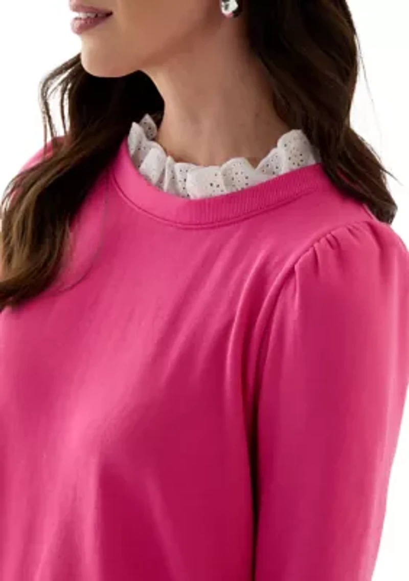 Women's Eyelet Trim Sweater