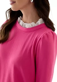 Women's Eyelet Trim Sweater