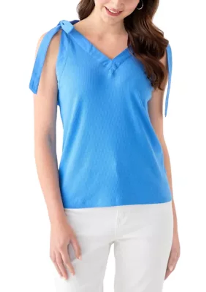 Women's Sleeveless Bow Rib Tank Top