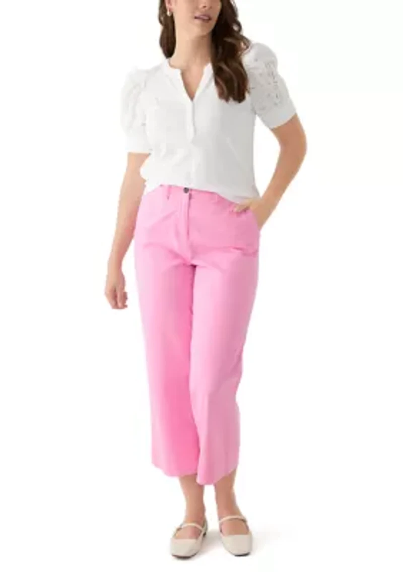 Women's Wide Leg Cropped Chino Pants