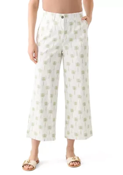 Women's Wide Leg Cropped Printed Chino Pants