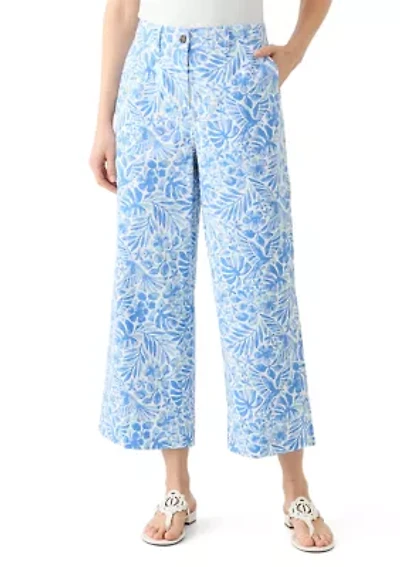 Women's Wide Leg Cropped Printed Chino Pants