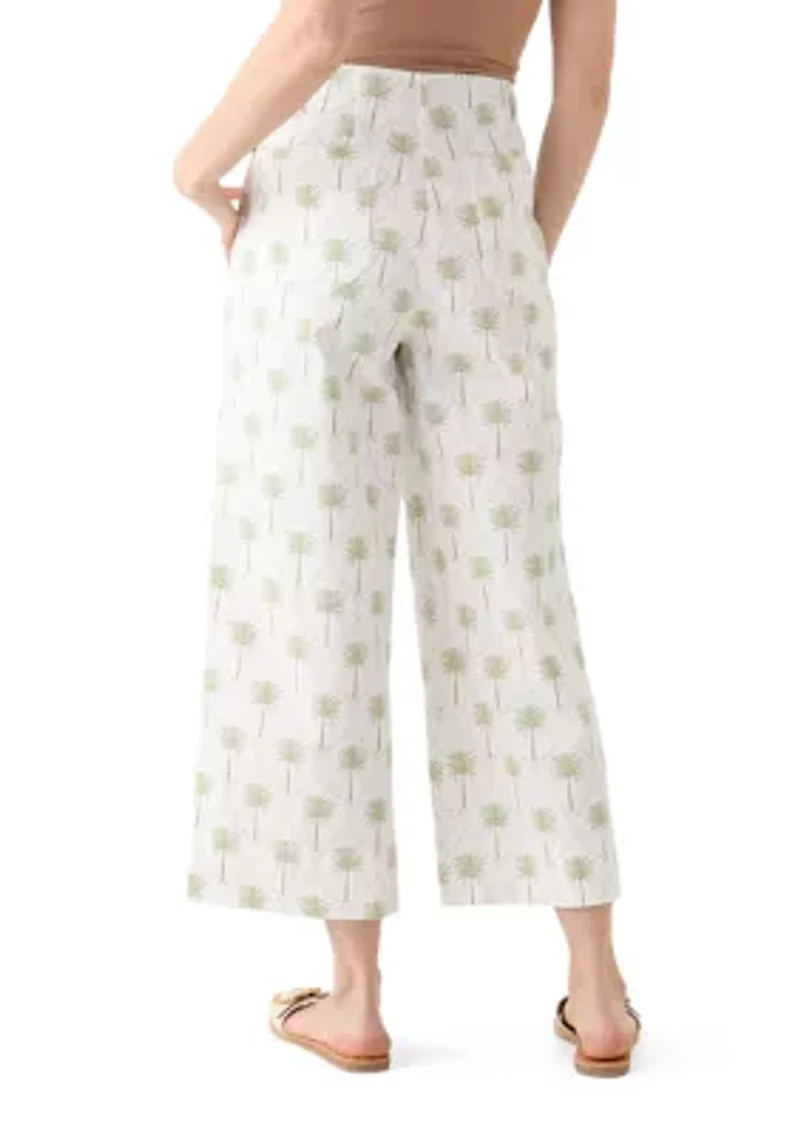 Women's Wide Leg Cropped Printed Chino Pants
