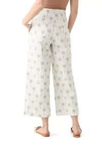Women's Wide Leg Cropped Printed Chino Pants