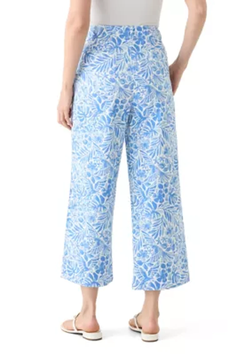 Women's Wide Leg Cropped Printed Chino Pants