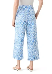 Women's Wide Leg Cropped Printed Chino Pants