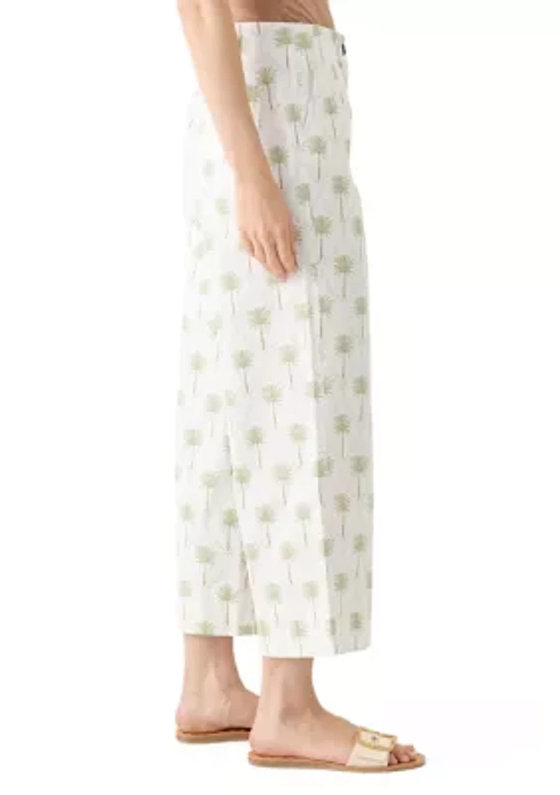 Women's Wide Leg Cropped Printed Chino Pants