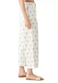 Women's Wide Leg Cropped Printed Chino Pants