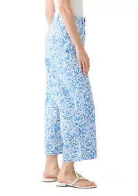 Women's Wide Leg Cropped Printed Chino Pants