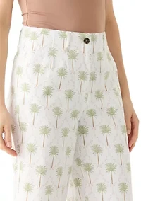 Women's Wide Leg Cropped Printed Chino Pants