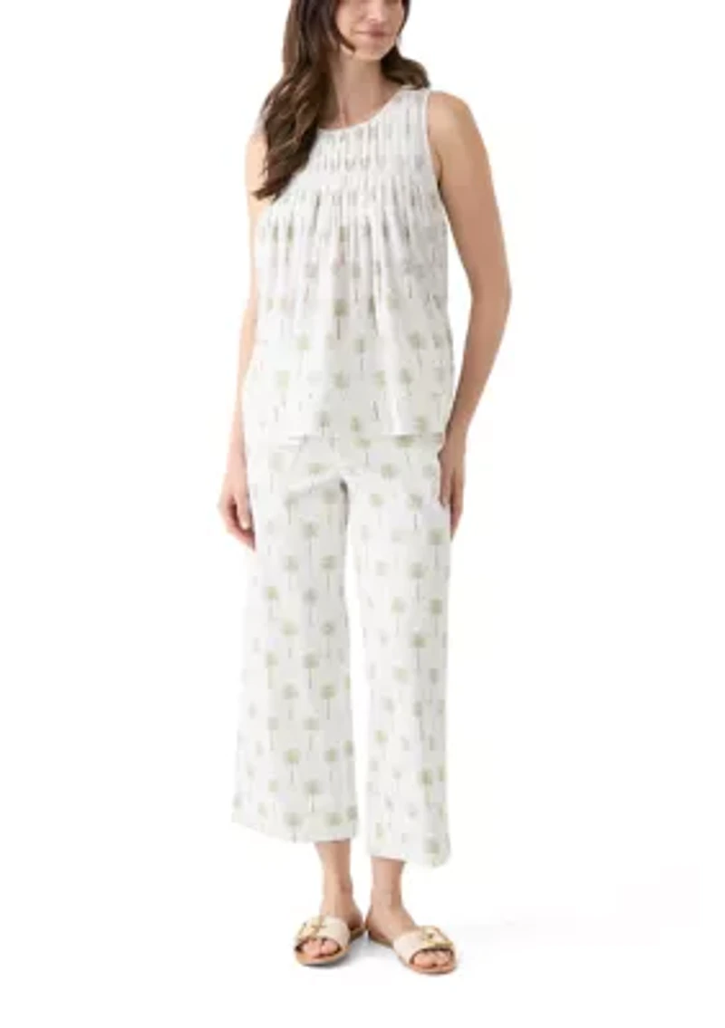 Women's Wide Leg Cropped Printed Chino Pants