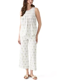 Women's Wide Leg Cropped Printed Chino Pants