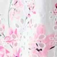 Women's Short Sleeve Eyelet Button Front Top