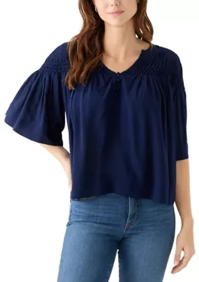 Women's 3/4 Sleeve Pintuck Top