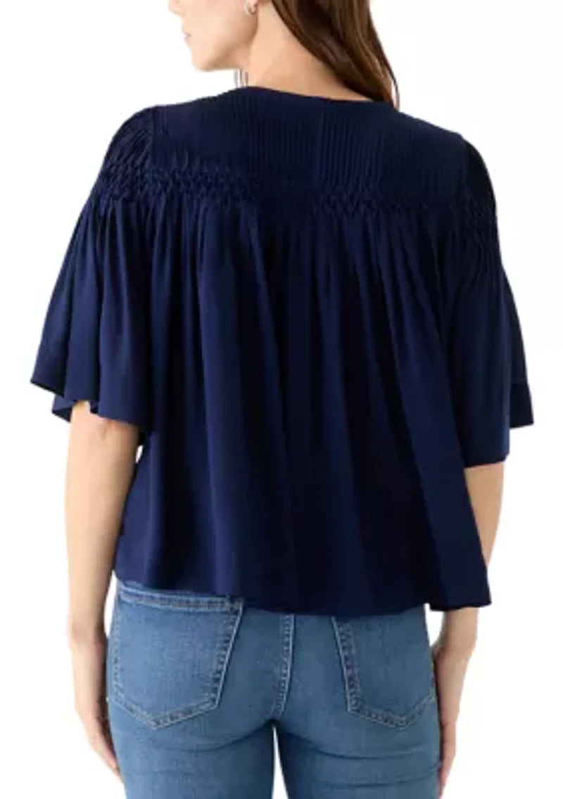 Women's 3/4 Sleeve Pintuck Top