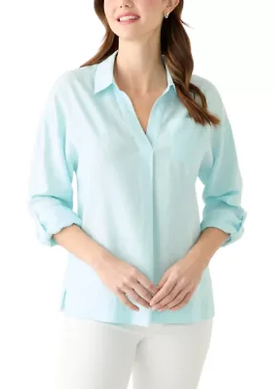 Women's Solid Button Down Top