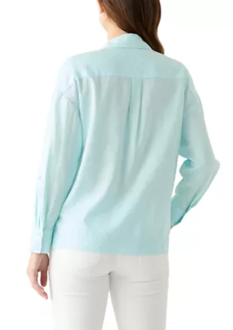 Women's Solid Button Down Top