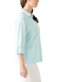 Women's Solid Button Down Top