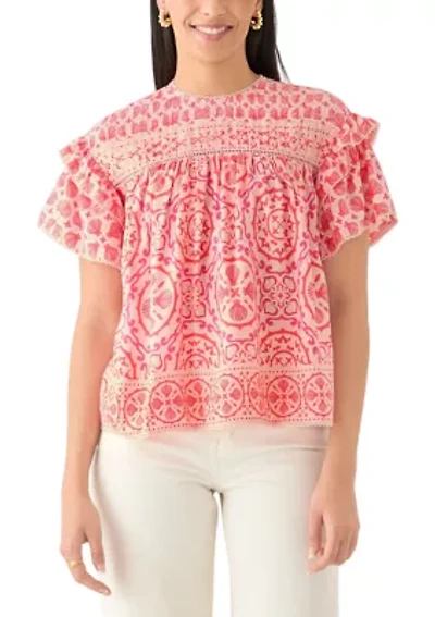 Women's Short Sleeve Pintuck Top