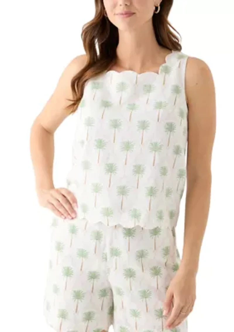 Women's Sleeveless Printed Scalloped Tank Top
