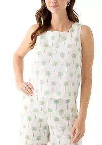 Women's Sleeveless Printed Scalloped Tank Top