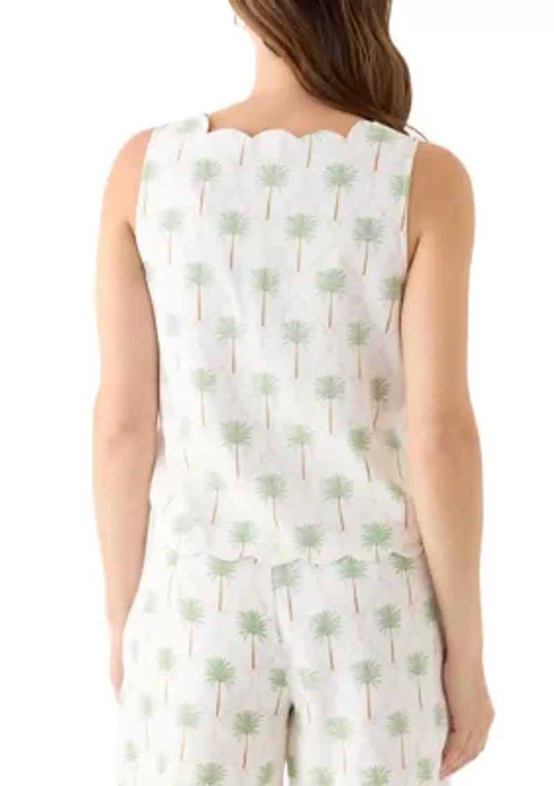 Women's Sleeveless Printed Scalloped Tank Top