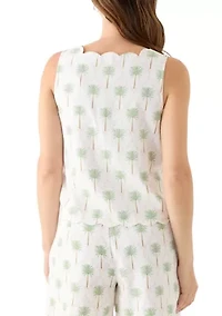 Women's Sleeveless Printed Scalloped Tank Top