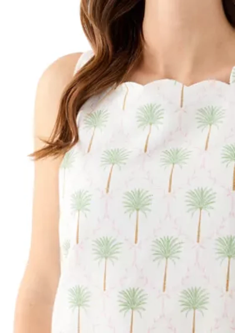 Women's Sleeveless Printed Scalloped Tank Top