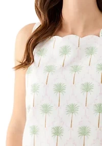 Women's Sleeveless Printed Scalloped Tank Top
