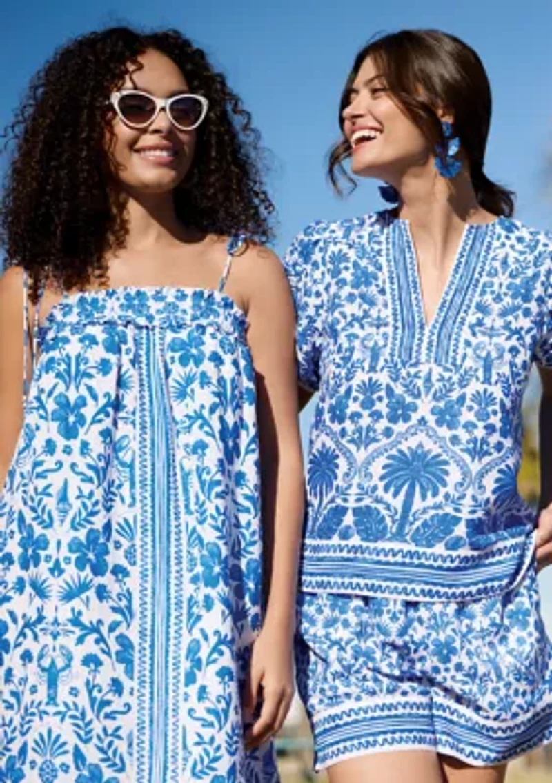 Sewing Down South x Crown & Ivy™ Stono Short Sleeve Printed Blouse