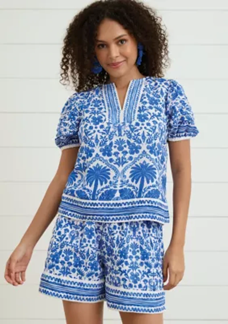 Sewing Down South x Crown & Ivy™ Stono Short Sleeve Printed Blouse