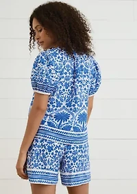 Sewing Down South x Crown & Ivy™ Stono Short Sleeve Printed Blouse