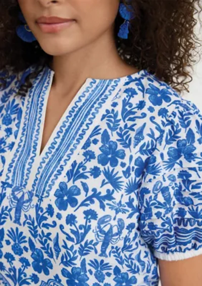 Sewing Down South x Crown & Ivy™ Stono Short Sleeve Printed Blouse