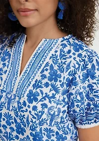 Sewing Down South x Crown & Ivy™ Stono Short Sleeve Printed Blouse