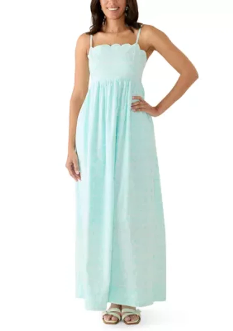 Women's Sleeveless Scalloped Maxi Dress