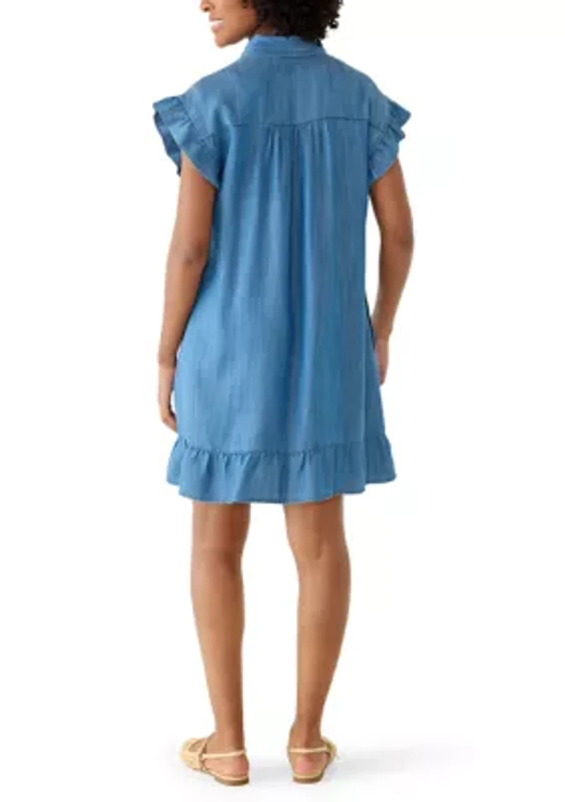 Women's Flutter Sleeve Mini Shirtdress