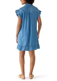 Women's Flutter Sleeve Mini Shirtdress