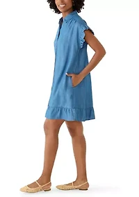 Women's Flutter Sleeve Mini Shirtdress