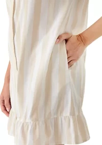 Women's Flutter Sleeve Striped Shirtdress